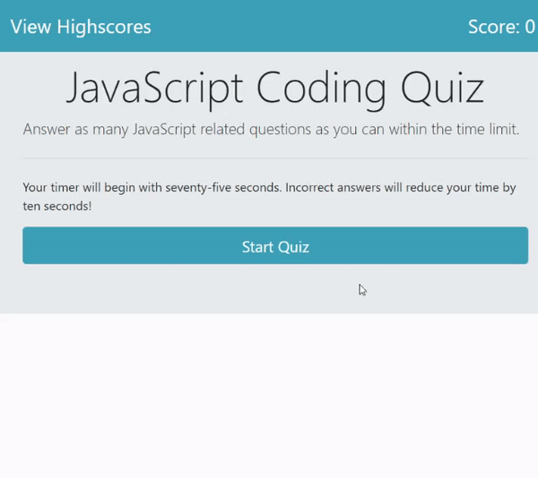 Gif of JavaScript code quiz.